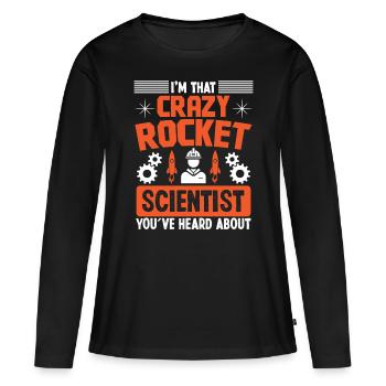 Ingénieur aérospatial Scientifique fou des fusées - T-shirt manches longues Premium bio Femme - noir - Devant - Julia (174cm)