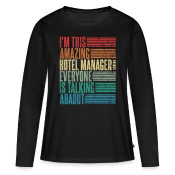 Directeur d’hôtel Directeur d’hôtel Cadeau Rétro - T-shirt manches longues Premium bio Femme - noir - Devant - Julia (174cm)