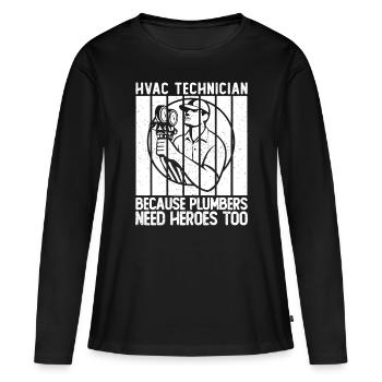Technicien CVC pour hommes parce que les plombiers ont besoin de héros - T-shirt manches longues Premium bio Femme - noir - Devant - Julia (174cm)