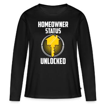 Statut de propriétaire déverrouillé - T-shirt manches longues Premium bio Femme - noir - Devant - Julia (174cm)
