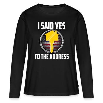J’ai dit oui à l’adresse - T-shirt manches longues Premium bio Femme - noir - Devant - Julia (174cm)