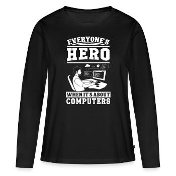 Softwareentwickler Everyone's Hero Programmierer - Frauen Premium Bio Langarmshirt - Schwarz - Vorne - Julia (174cm)