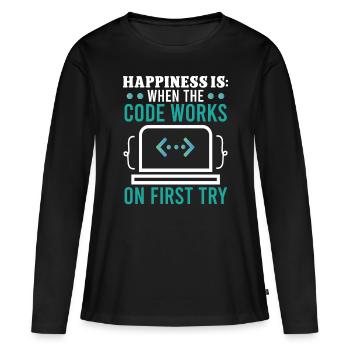 Softwareentwickler When Code Works On First Try - Frauen Premium Bio Langarmshirt - Schwarz - Vorne - Julia (174cm)