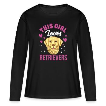 Cette fille aime le chien retriever retrievers - T-shirt manches longues Premium bio Femme - noir - Devant - Julia (174cm)