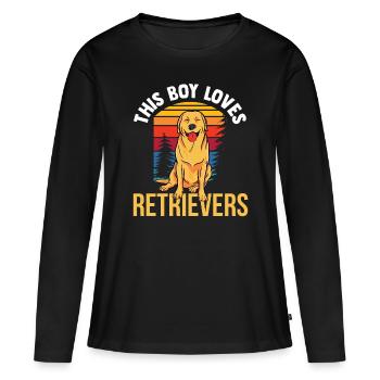 Ce garçon aime le chien retriever retrievers - T-shirt manches longues Premium bio Femme - noir - Devant - Julia (174cm)