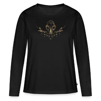 Laze 2 GOLD - Frauen Premium Bio Langarmshirt - Schwarz - Vorne - Julia (174cm)