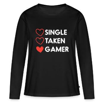 Single Taken Gamer Funny Valentines Day Gaming Men - T-shirt manches longues Premium bio Femme - noir - Devant - Julia (174cm)