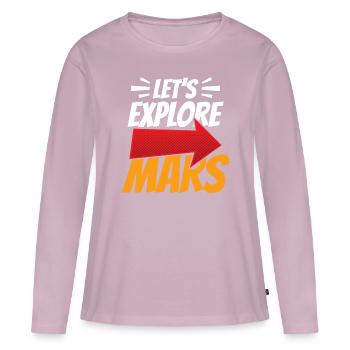 Explorons l’espace de la planète astronaute martienne - T-shirt manches longues Premium bio Femme - rose poudré - Devant - Julia (174cm)