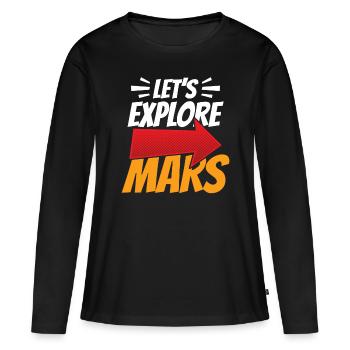 Explorons l’espace de la planète astronaute martienne - T-shirt manches longues Premium bio Femme - noir - Devant - Julia (174cm)