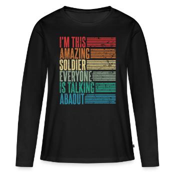 Vintage Soldier Soldier Gift Retro - Women's Premium Organic Long Sleeve Shirt - black - Front - Julia (174cm)