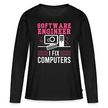 Software Developer Software Engineer Fix Computers - Women's Premium Organic Long Sleeve Shirt - black - Front - Julia (174cm)