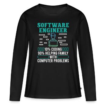 Softwareentwickler 90% Helping Family Coder Geek - Frauen Premium Bio Langarmshirt - Schwarz - Vorne - Julia (174cm)
