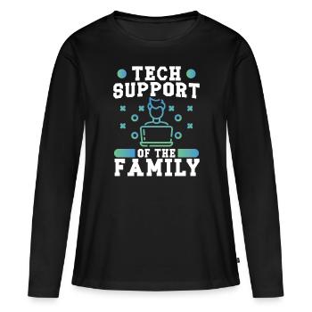Softwareentwickler Tech Support Of The Family Geek - Frauen Premium Bio Langarmshirt - Schwarz - Vorne - Julia (174cm)