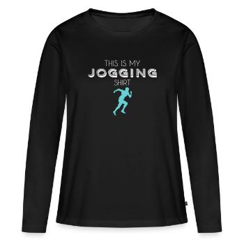 Chemise de jogging - T-shirt manches longues Premium bio Femme - noir - Devant - Julia (174cm)