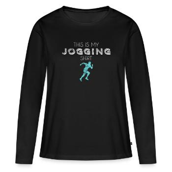 Chemise de jogging - T-shirt manches longues Premium bio Femme - noir - Devant - Julia (174cm)