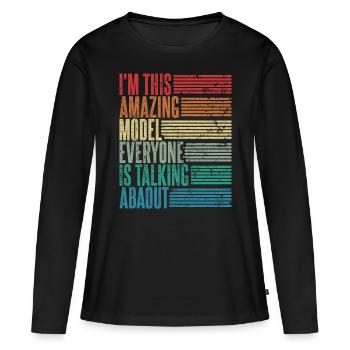 Vintage Mannequin Modèle Cadeau Rétro - T-shirt manches longues Premium bio Femme - noir - Devant - Julia (174cm)