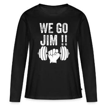 Drôle We Go Jim Workout gym workout, We Go Jim Men - T-shirt manches longues Premium bio Femme - noir - Devant - Julia (174cm)
