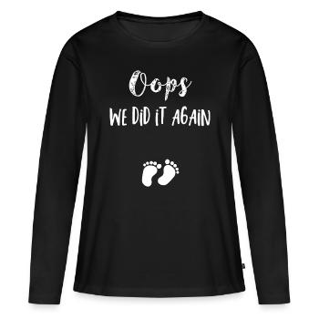 Lustige Hoppla Schwangerschaftsankündigung - Frauen Premium Bio Langarmshirt - Schwarz - Vorne - Julia (174cm)