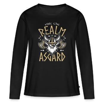 Mythologie nordique Visitez le royaume d’Asgard Valknut - T-shirt manches longues Premium bio Femme - noir - Devant - Julia (174cm)