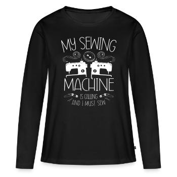 couture, couture, couture, courtepointe, couturière, couture, couture - T-shirt manches longues Premium bio Femme - noir - Devant - Julia (174cm)