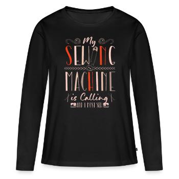 couture, couture, couture, courtepointe, couturière, couture, couture - T-shirt manches longues Premium bio Femme - noir - Devant - Julia (174cm)