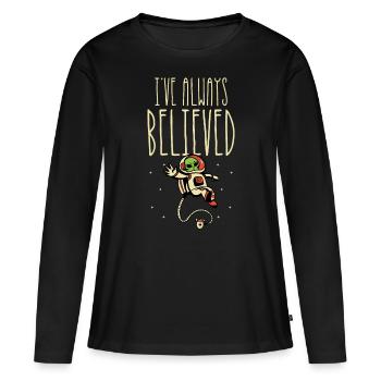 J’ai toujours cru extraterrestre - T-shirt manches longues Premium bio Femme - noir - Devant - Julia (174cm)