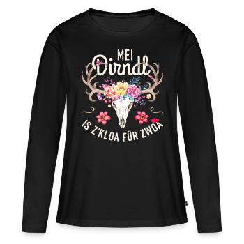 Ersatz Dirndl Schwangerschaft Umstandsdirndl Shirt - Frauen Premium Bio Langarmshirt - Schwarz - Vorne - Julia (174cm)
