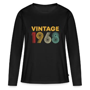 Millésime 1968 55ème anniversaire Cadeau Hommes Femmes 55 ans - T-shirt manches longues Premium bio Femme - noir - Devant - Julia (174cm)