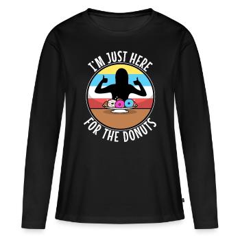 I'm just here for the donuts - Frauen Premium Bio Langarmshirt - Schwarz - Vorne - Julia (174cm)
