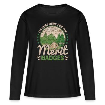 Insigne scout scout chef scout - T-shirt manches longues Premium bio Femme - noir - Devant - Julia (174cm)