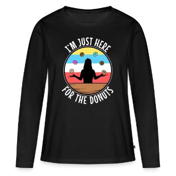 I'm just here for the donuts - Frauen Premium Bio Langarmshirt - Schwarz - Vorne - Julia (174cm)