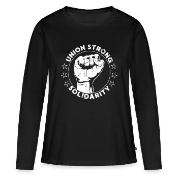 Union Forte Solidarité Poing Droits des travailleurs US Uni - T-shirt manches longues Premium bio Femme - noir - Devant - Julia (174cm)