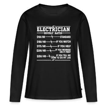 Electrician Hourly Rates - Women's Premium Organic Long Sleeve Shirt - black - Front - Julia (174cm)