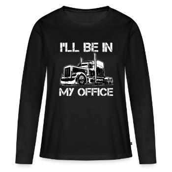 C’est drôle que je sois dans mon bureau Costume Chauffeur Camionneur - T-shirt manches longues Premium bio Femme - noir - Devant - Julia (174cm)