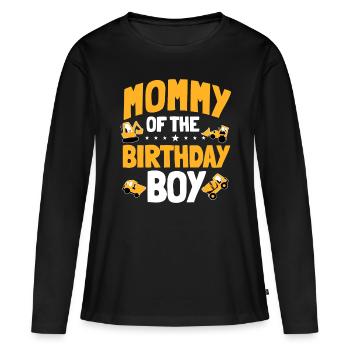 Maman du garçon d’anniversaire Ouvrier de la construction Bday - T-shirt manches longues Premium bio Femme - noir - Devant - Julia (174cm)