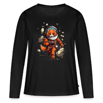 Cute cartoon fox as astronaut with spacesuit - Women's Premium Organic Long Sleeve Shirt - black - Front - Julia (174cm)