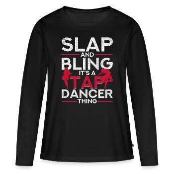 Stepptanz Stepptänzer Stepptänzerin Stepper - Frauen Premium Bio Langarmshirt - Schwarz - Vorne - Julia (174cm)