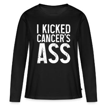 I Kicked Cancer's Ass 3 - Women's Premium Organic Long Sleeve Shirt - black - Front - Julia (174cm)