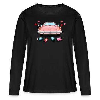 Mariage Voiture Rose Mariage - T-shirt manches longues Premium bio Femme - noir - Devant - Julia (174cm)