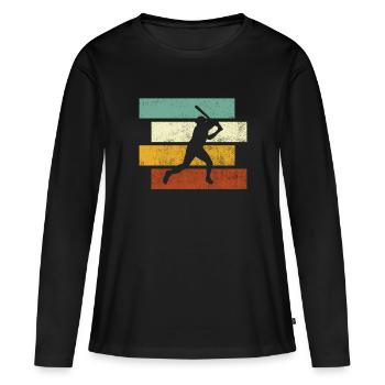 Baseball Rétro - T-shirt manches longues Premium bio Femme - noir - Devant - Julia (174cm)