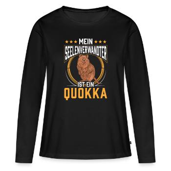 Quokka ist mein Seelenverwandter Beuteltier - Frauen Premium Bio Langarmshirt - Schwarz - Vorne - Julia (174cm)