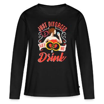 Just divorced buy me a drink - Women's Premium Organic Long Sleeve Shirt - black - Front - Julia (174cm)