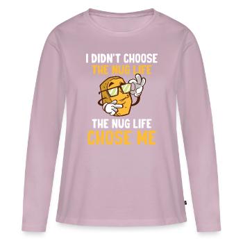 Foodie Nuggies Poulet Nugget Expert Food Tendies - T-shirt manches longues Premium bio Femme - rose poudré - Devant - Julia (174cm)