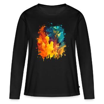 Cool Abstract Art: Colorful Liquid - Women's Premium Organic Long Sleeve Shirt - black - Front - Julia (174cm)