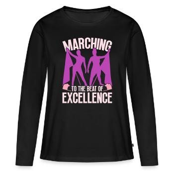 Color Guard marche au rythme de l’excellence - T-shirt manches longues Premium bio Femme - noir - Devant - Julia (174cm)