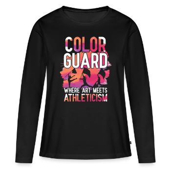 Garde de couleur où l’art rencontre l’athlétisme - T-shirt manches longues Premium bio Femme - noir - Devant - Julia (174cm)