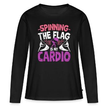 Color Guard Spin Le drapeau est mon cardio - T-shirt manches longues Premium bio Femme - noir - Devant - Julia (174cm)