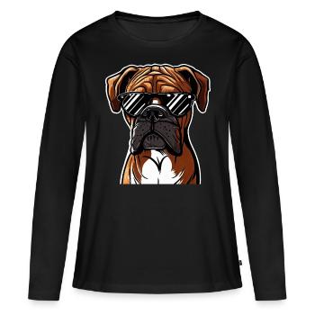Chiot boxer mignon - T-shirt manches longues Premium bio Femme - noir - Devant - Julia (174cm)
