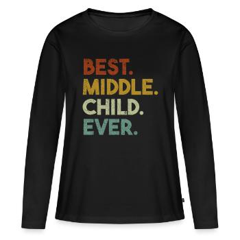 Mittleres Kind Retro-Stil Jüngster Mittlerer Ältester Si - Frauen Premium Bio Langarmshirt - Schwarz - Vorne - Julia (174cm)