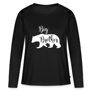 Big Brother Bär Design in Weiß Spaß Geschwistergeschenk - Frauen Premium Bio Langarmshirt - Schwarz - Vorne - Julia (174cm)